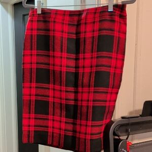 The Limited Red and Black Checkered Midi Skirt
